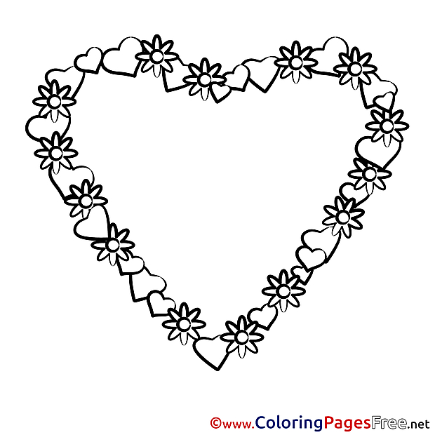 Wreath Valentine's Day free Coloring Pages