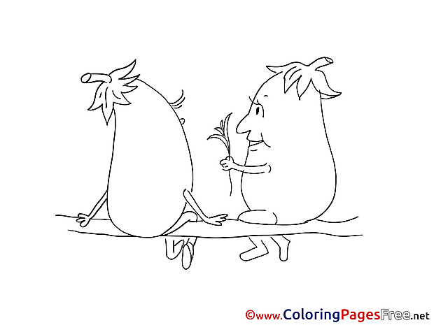 Couple Eggplants Children Coloring Pages free