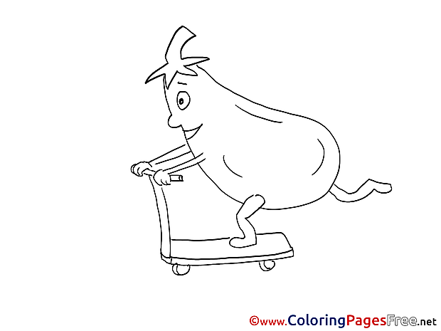 Eggplant on Scooter printable Coloring Sheets download