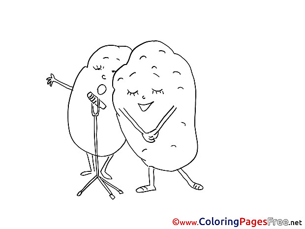 Potatos sing Children download Colouring Page