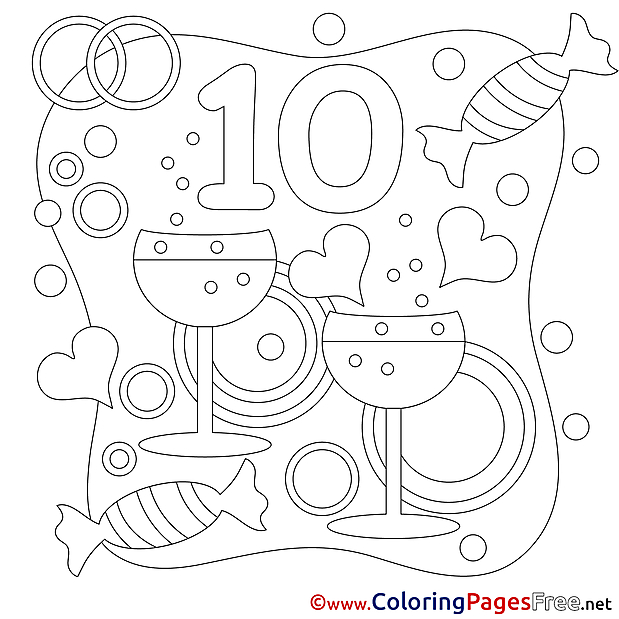 10 Years Wedding Coloring Pages for free