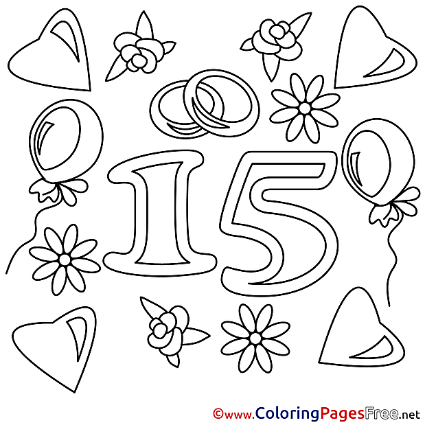 15 Years Wedding printable Coloring Pages