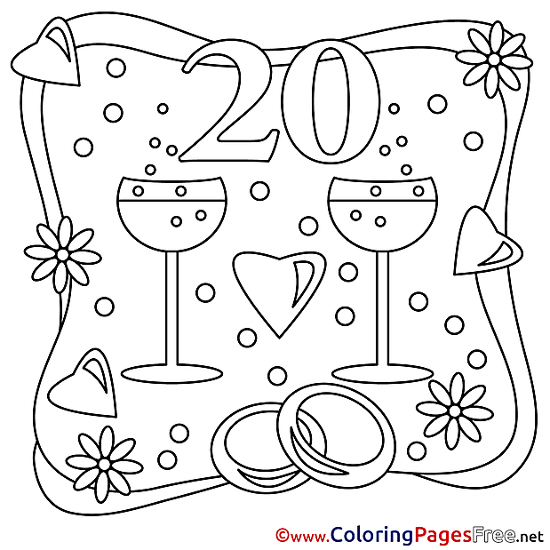 20 Years Wedding Coloring Pages free