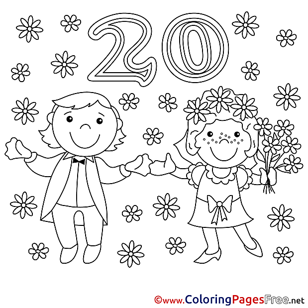 20 Years Wedding Coloring Sheets download free
