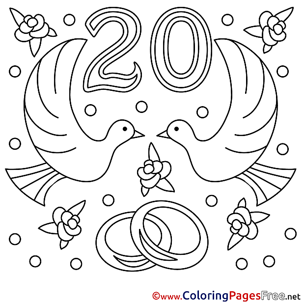 20 Years Wedding Colouring Sheet   download free