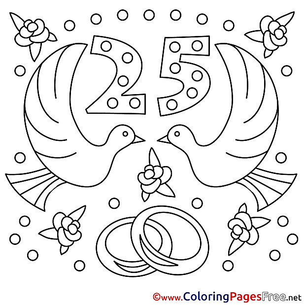 25 Years Wedding  download  Coloring Pages for Kids