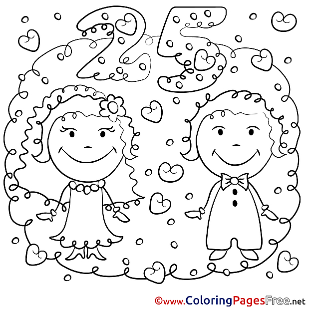 25 Years Wedding free printable Coloring Sheets