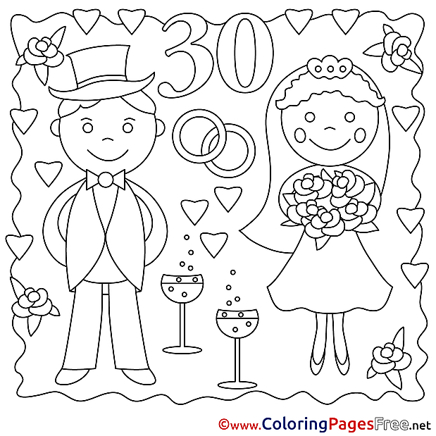 30 Years Wedding Coloring Sheets download for free