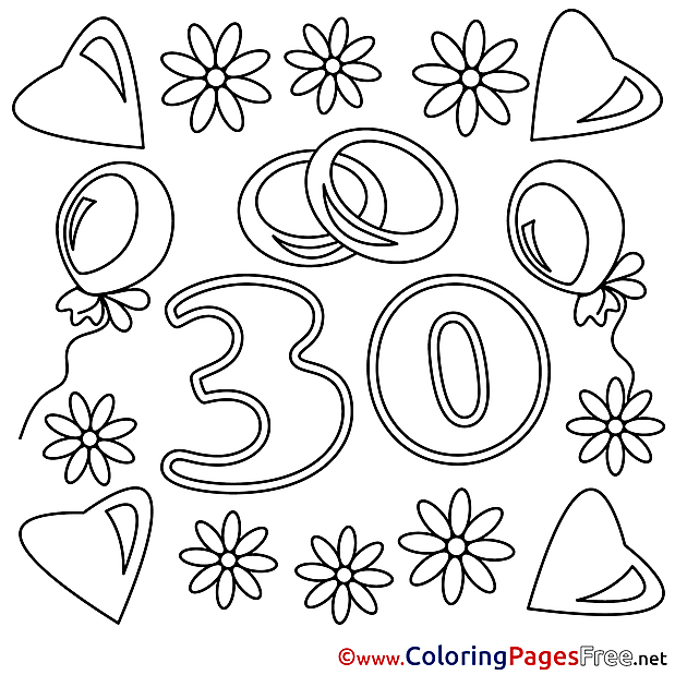 30 Years Wedding download Coloring Pages