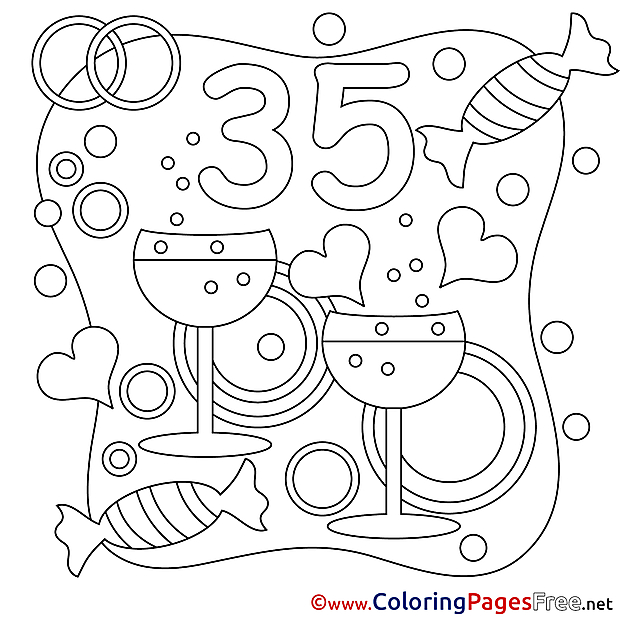 35 Years Wedding free printable  Coloring Sheets