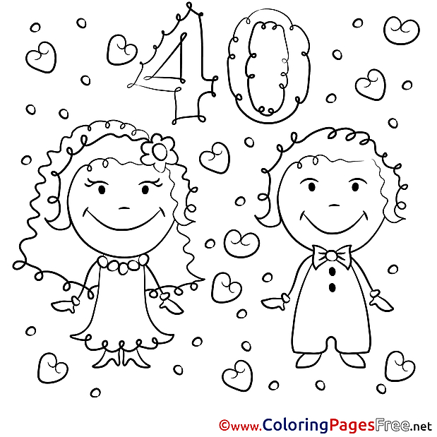 40 Years Wedding Colouring Sheet  download for free