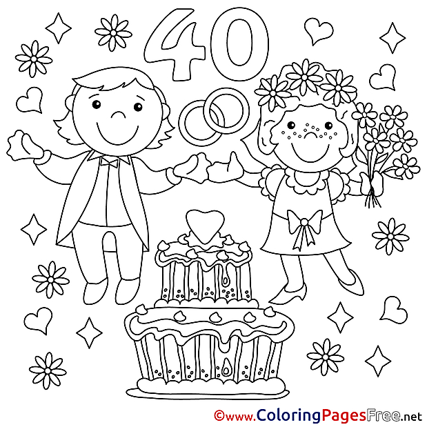 40 Years Wedding download Colouring Sheet