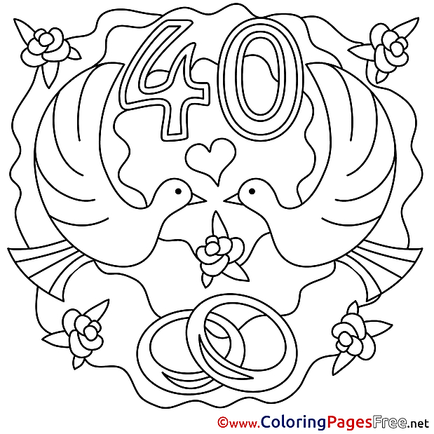 40 Years Wedding printable Colouring Page for Kids