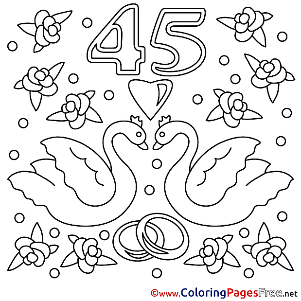 45 Years Wedding printable  Coloring Sheets download