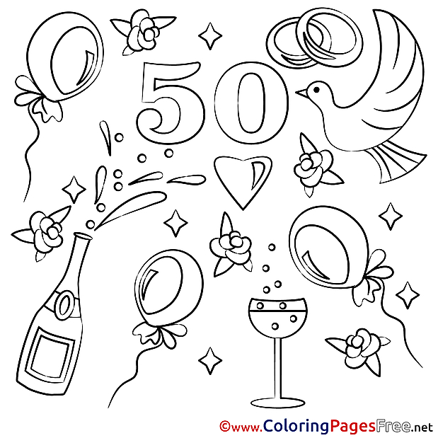 50 Years Wedding free Coloring Pages for Children
