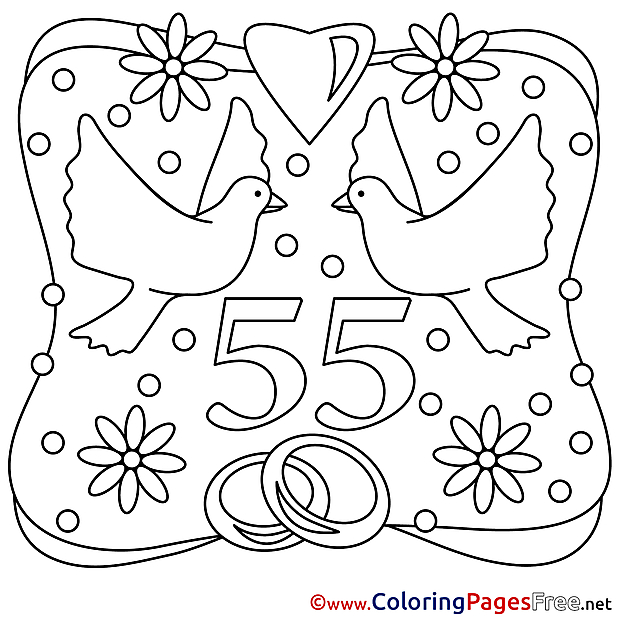 55 Years Wedding free printable  Coloring Sheets