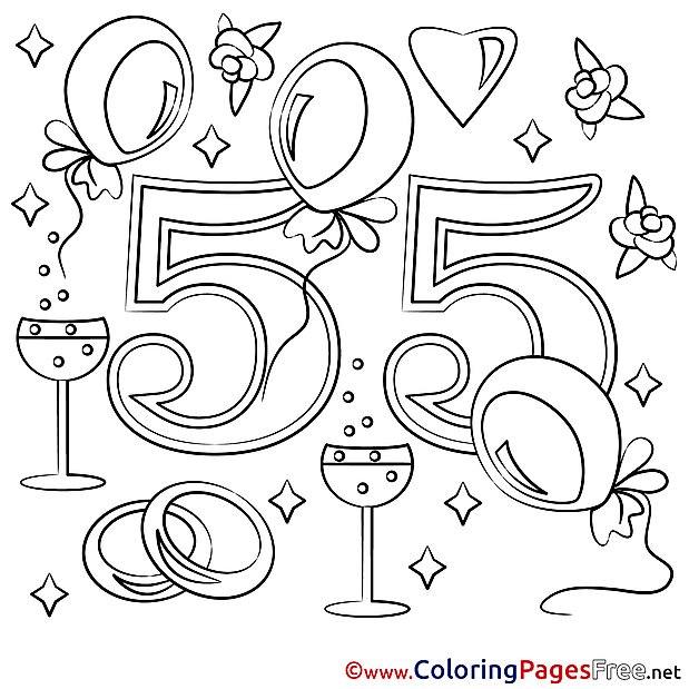 55 Years Wedding printable Coloring Sheets download