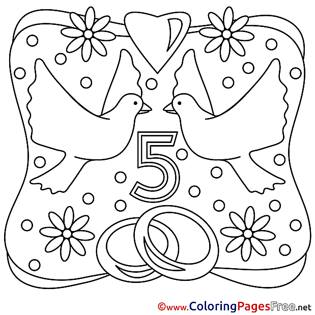 5 Years Wedding Colouring Sheet download free
