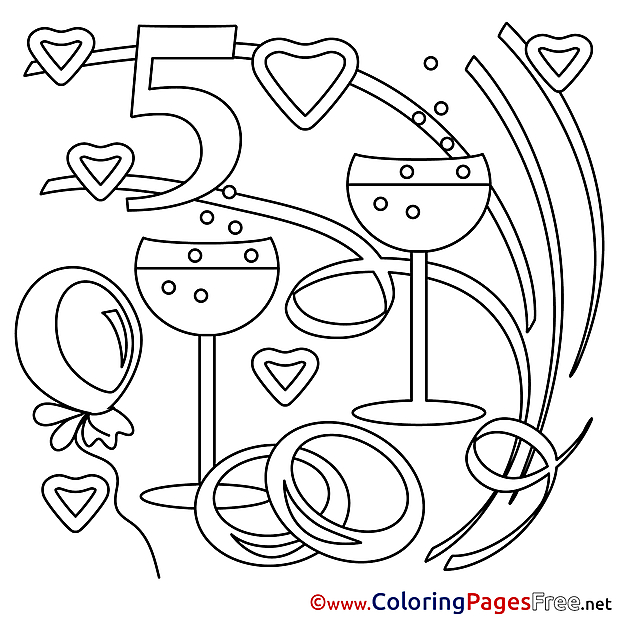 5 Years Wedding printable Coloring Sheets download