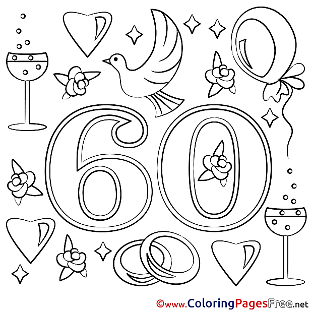 60 Years Wedding Coloring Pages for free