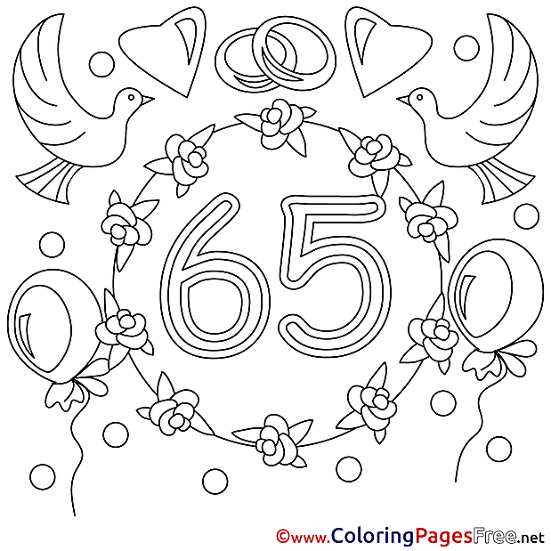 65 Years Wedding  download  Colouring Page for Children