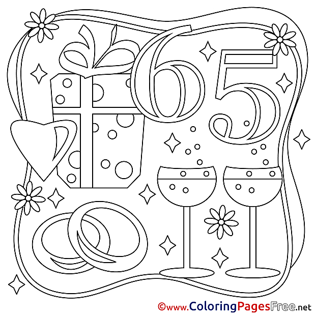 65 Years Wedding free Colouring Page download