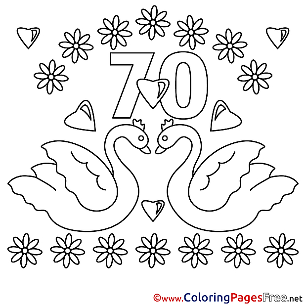 70 Years Wedding  Coloring Pages free for Children