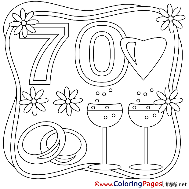 70 Years Wedding free  Coloring Pages for Children