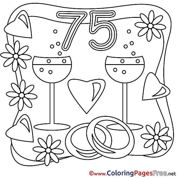 75 Years Wedding printable Coloring Pages