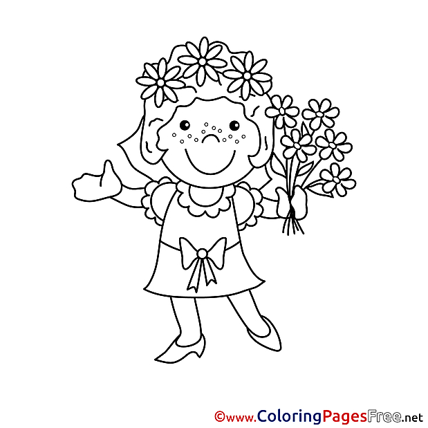 Bouquet Bride download printable Coloring Pages