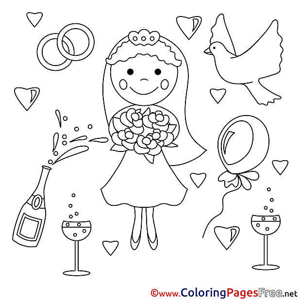 Bouquet Bride printable Weddding Coloring Sheets