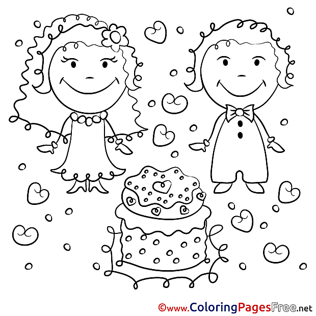 Cake Celebration Wedding Coloring Pages for Children