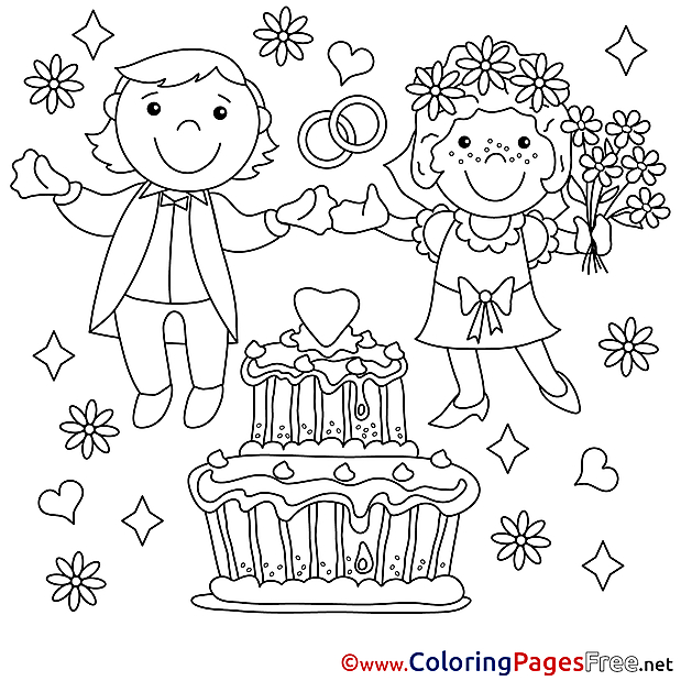 Cake printable Coloring Pages Wedding for free