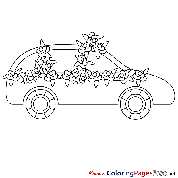 Car Wedding Flowers Colouring Page printable free