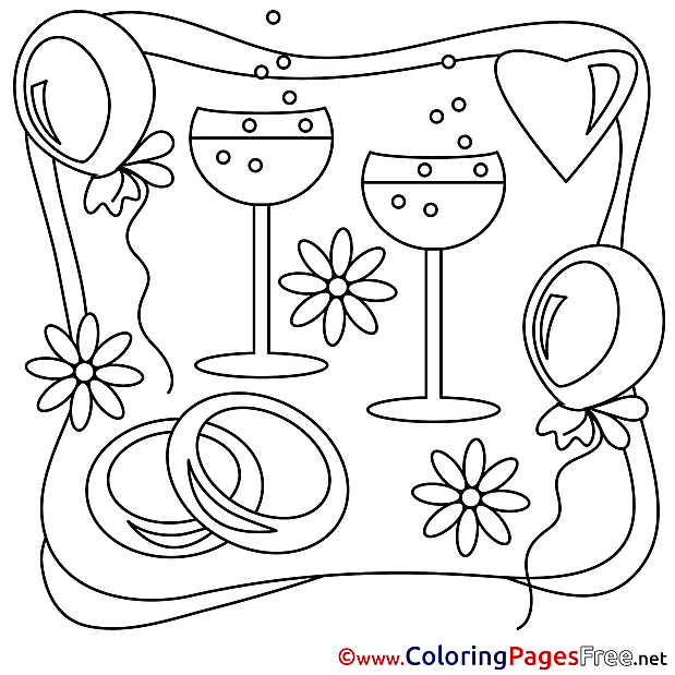 Champagne free Wedding Coloring Page for Kids