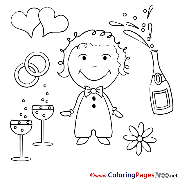 Champagne Groom download  Colouring Sheet free