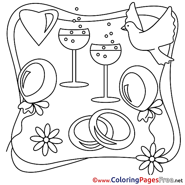 Champagne Wedding Coloring Pages download  for free