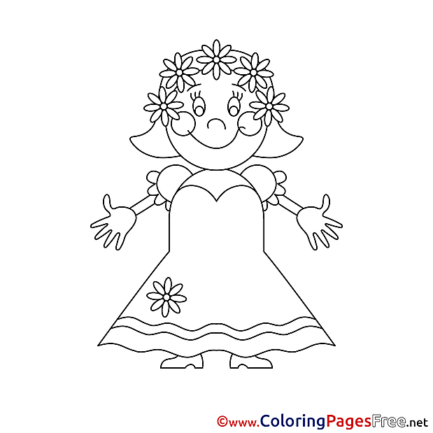 Dress Wedding Bride Colouring Page printable free