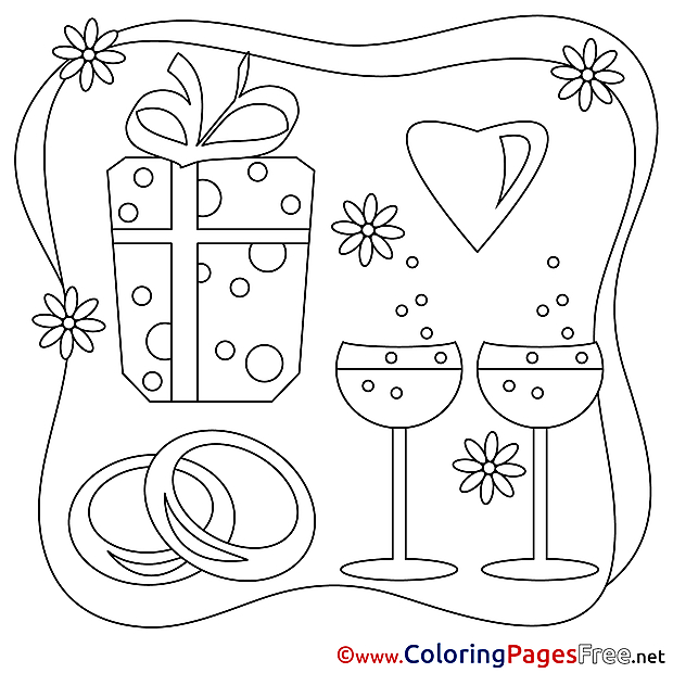 Gift Wedding Coloring Pages download for free