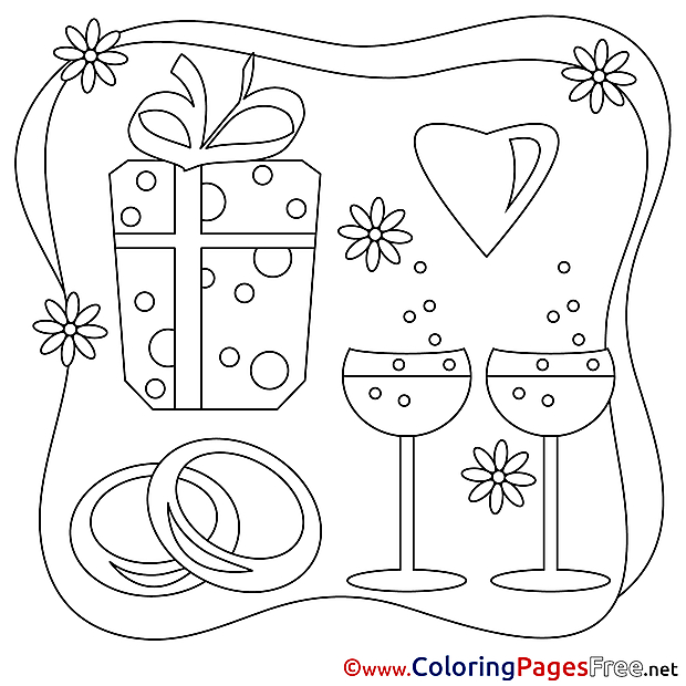 Gift Wedding Coloring Pages download for free