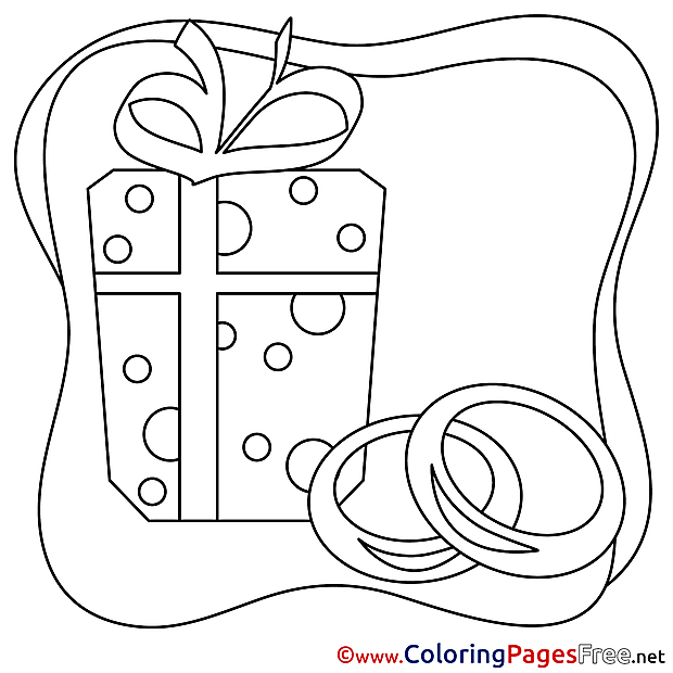 Gift Wedding free Coloring Page for Kids