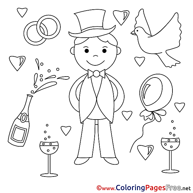 Groom Wedding Coloring Pages for free