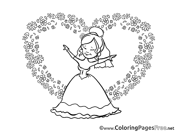 Heart Broom Flowers free Colouring Page download