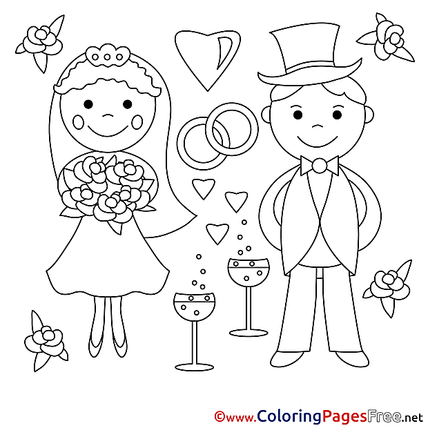 Love Newlyweds Coloring Pages free for Children