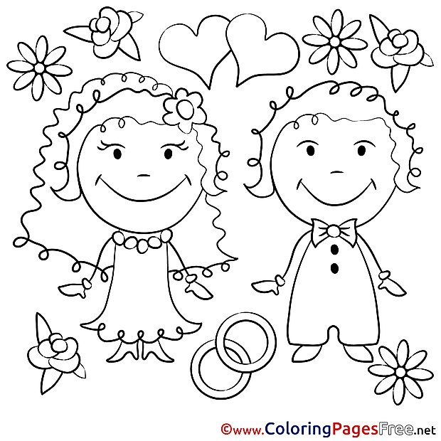 Love Wedding  download Colouring Page for Children