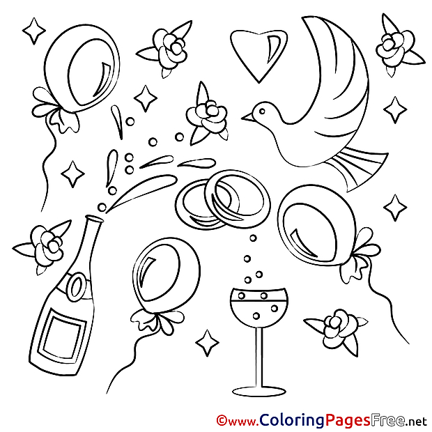 Marriage Pigeons printable Coloring Pages for free