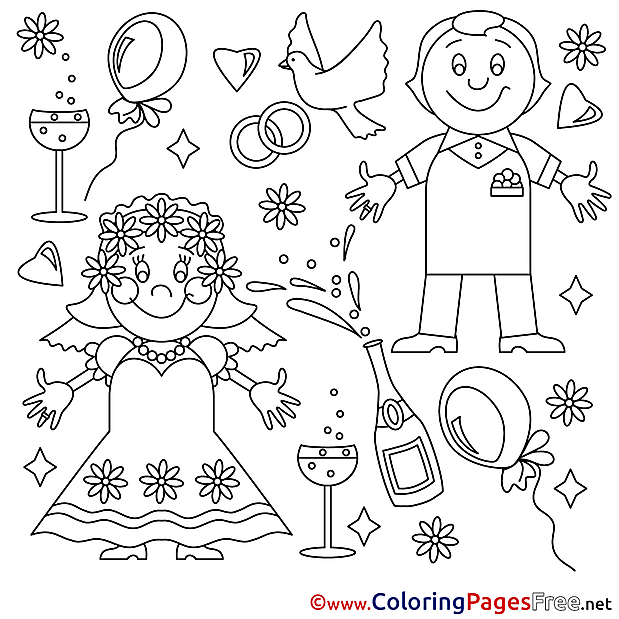 Newlyweds download Colouring Page for Children