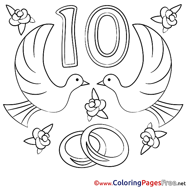 Pigeons 10 Years Anniversary download Coloring Pages