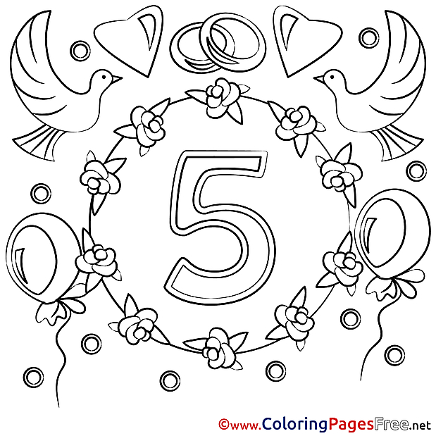 Roses 5 Years Anniversary download Coloring Pages