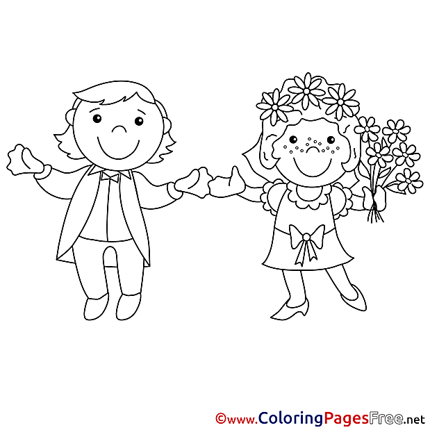 Woman Man Wedding free Coloring Page for Kids